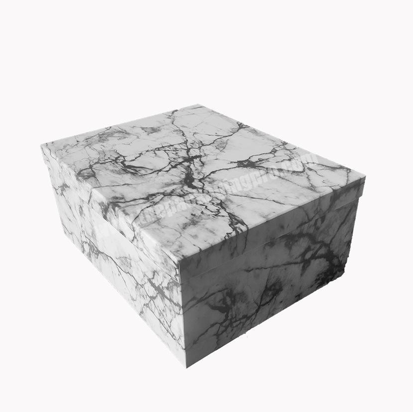 Singapore Client Favor Top and Bottom Art Paper Cardboard Grey Color Marble Logo Printed Brushes Gift Box