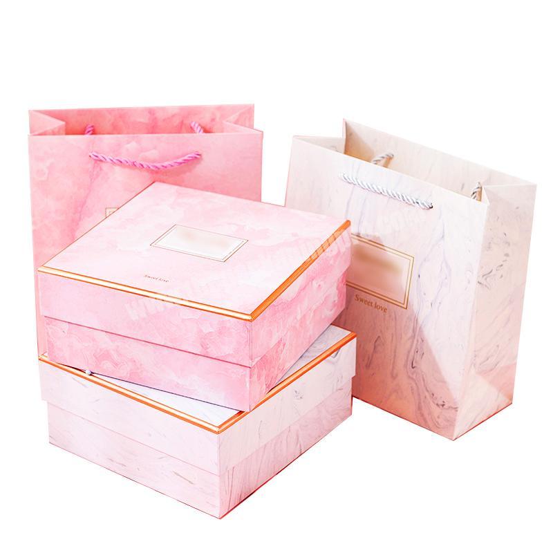 Small cosmetic marble wrapping papers rigid lid and base gift box