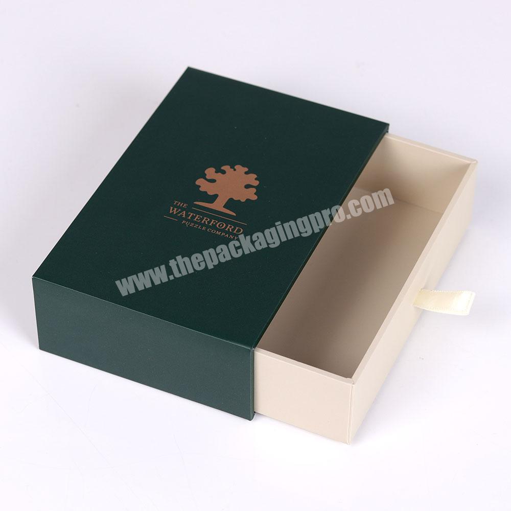 Small luxury cardboard jewelry gift box packaging custom metal stamping logo