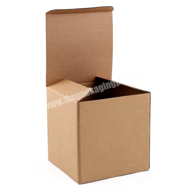 Small paper cardboard plain kraft brown custom square e flute foldable corrugated carton shipping gift box for candle packaging