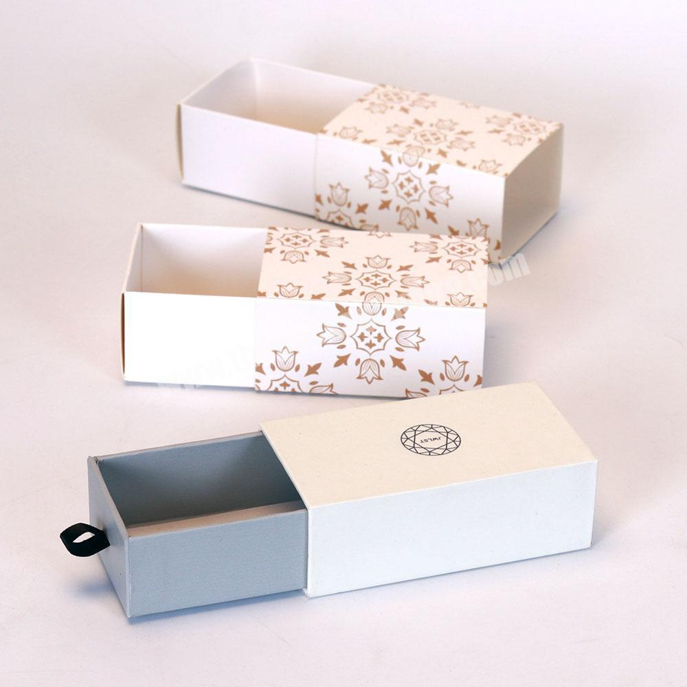 Small size gift/candy packaging boxes with drawer for wedding, hot stamped in gold/silver
