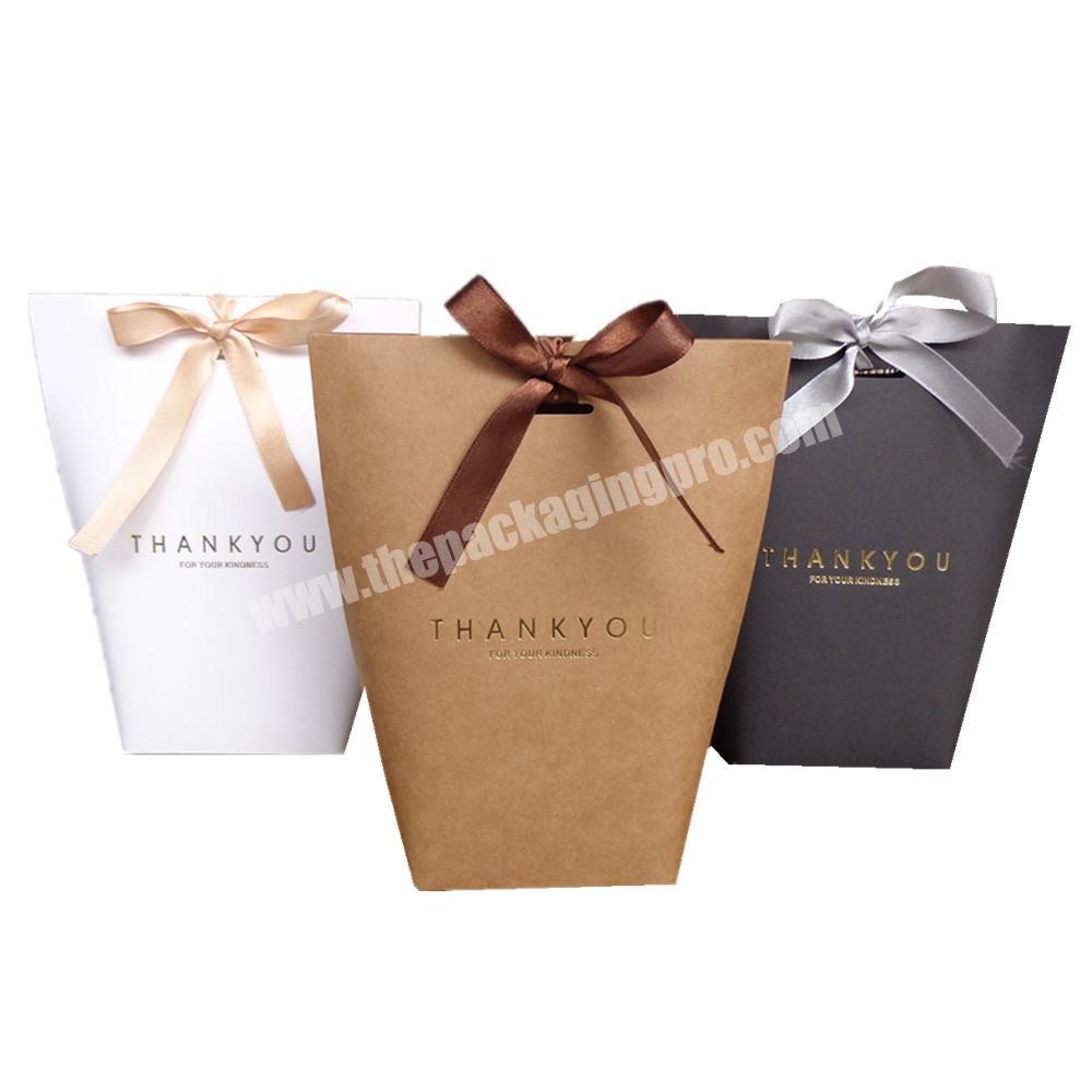 Small wedding favor Fancy Printed thank you Gift box kraft empty custom candy display Packaging chocolate Paper Bag with ribbon