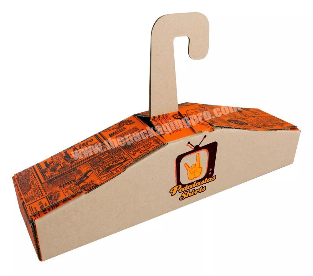 Special design cardboard hanger shape packaging box for clothes/t-shirts