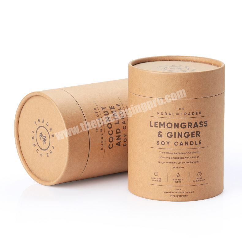 Top Grade Fancy Recycled Kraft Paper Tube With Lid For Candles Packaging