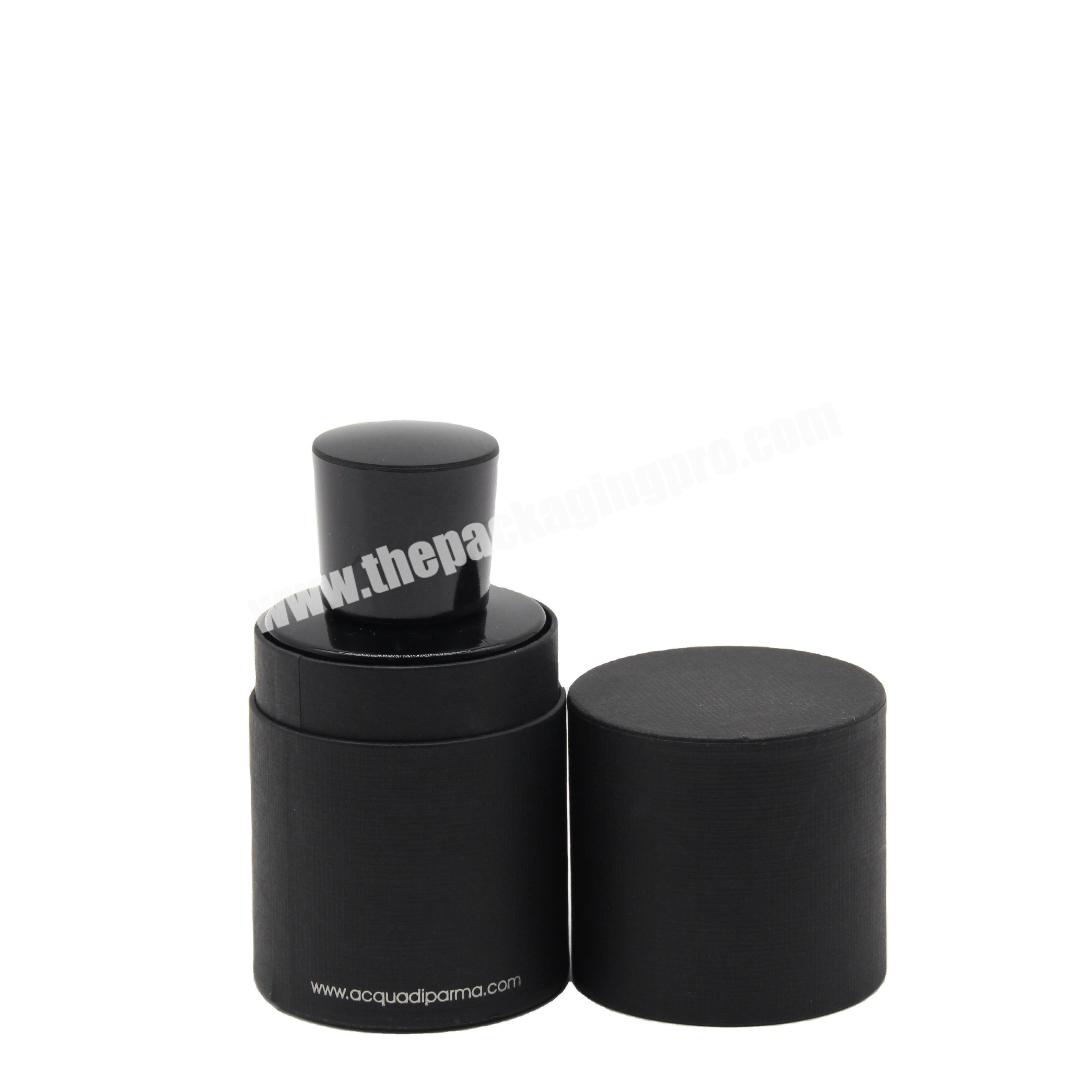 Top Quality Perfume Tube Box/Black Paper Tube With Linen Texture Paper Flap Lid And Bottom