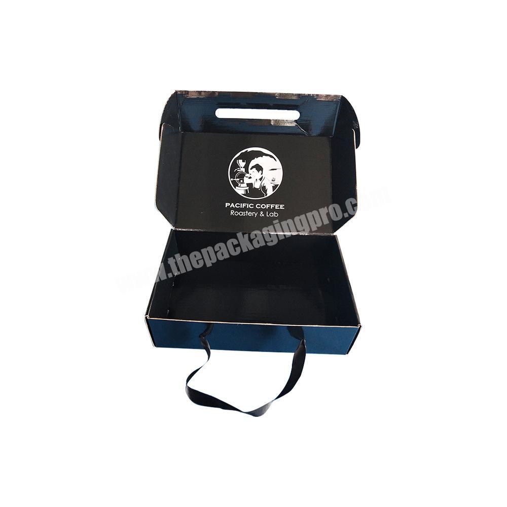 Top RFQ Supplier cajas Black Custom Gift Packing Mailers Rectangle Shape Shipping Boxes With Handle
