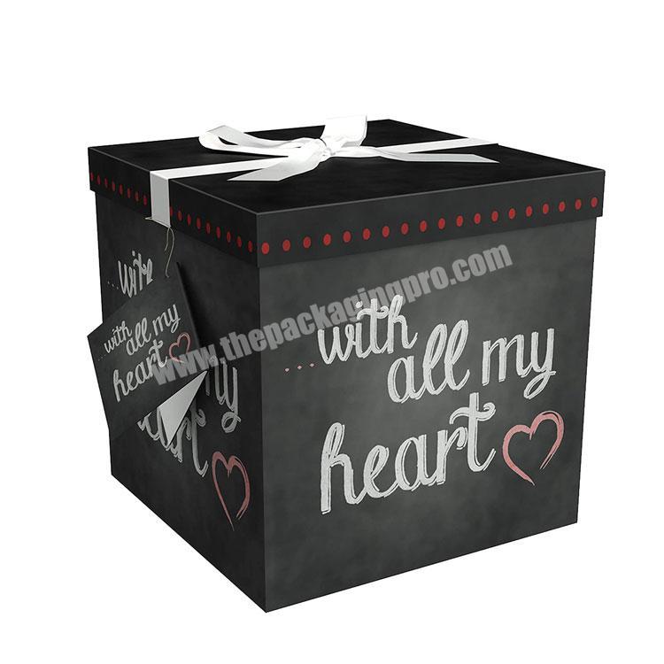 Trendy design Decorative Ribbon Mounted custom craft Paper Gift Box