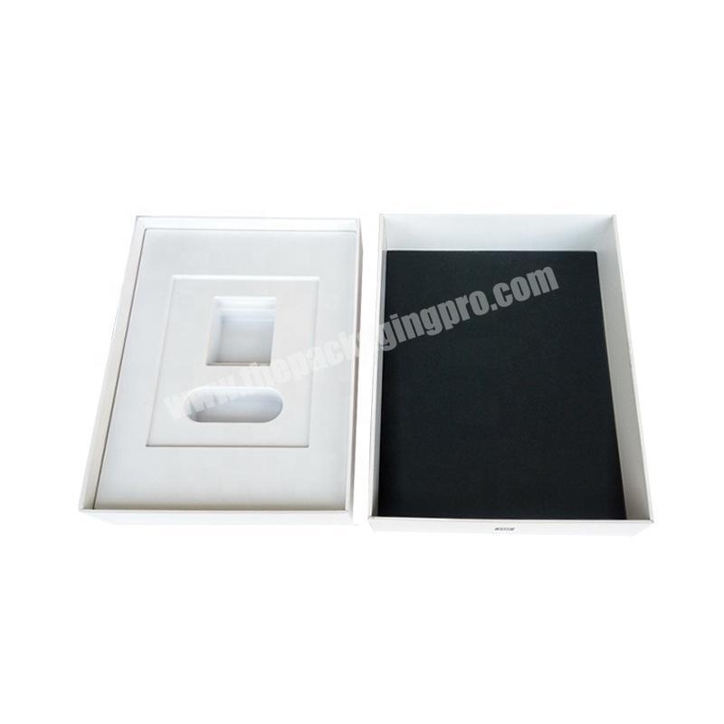 Custom WHOLESALE STORAGE WHITE GIFT PAPER COMPUTER PACKAGING CARDBOARD BOX WITH FOAM INSERT