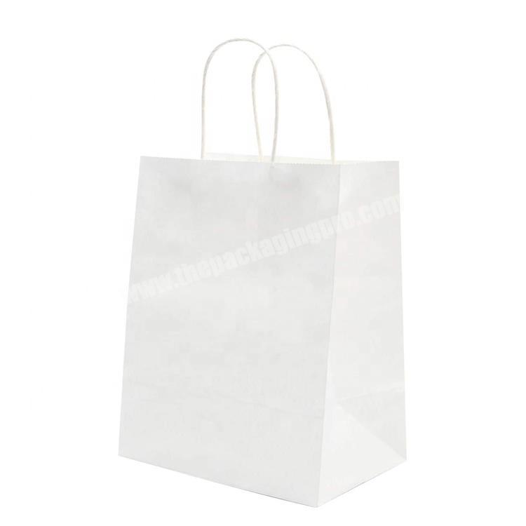 White And Brown Kraft Paper Twisted Handle Shopping Carrier Bag With Logo