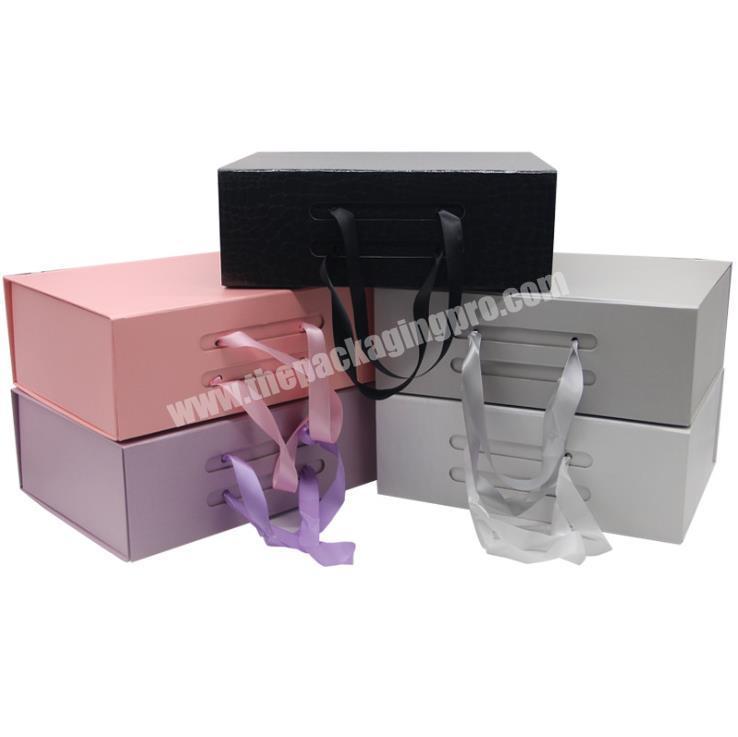 White Red Pink Black Custom Logo Cardboard Book Shape Magnet Folding Gift Packaging Box