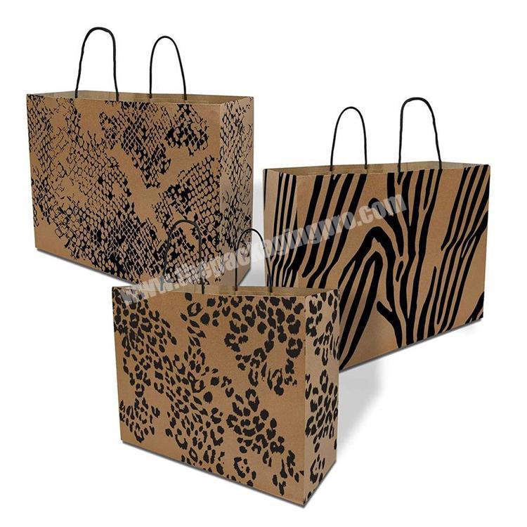 Wholesale Assorted Animal Print Party Shopping Brown Gift Kraft Paper Bags with custom logo