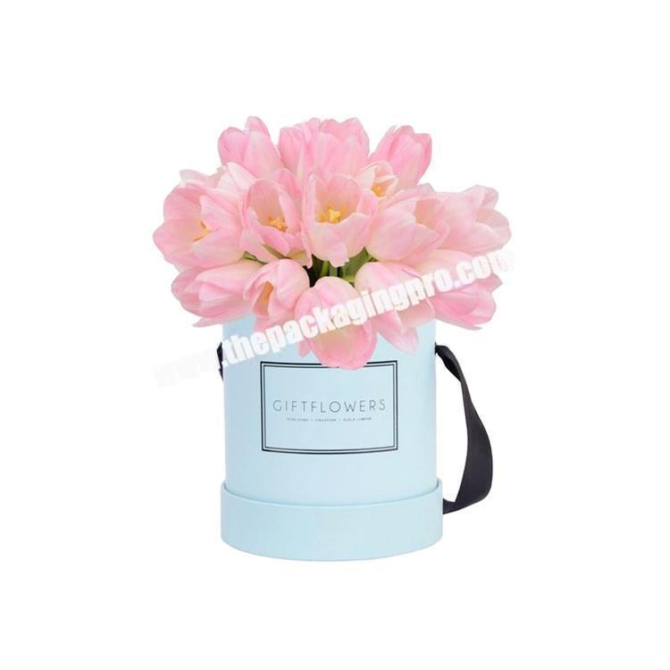 Wholesale Cardboard Cylinder Rose Gift Packaging Pink Paper Tube Lid Luxury Round Flower Box With Custom Logo