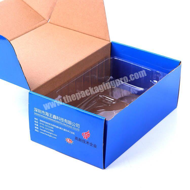 Wholesale Corrugated cardboard box flip top design mailer box with plastic insert
