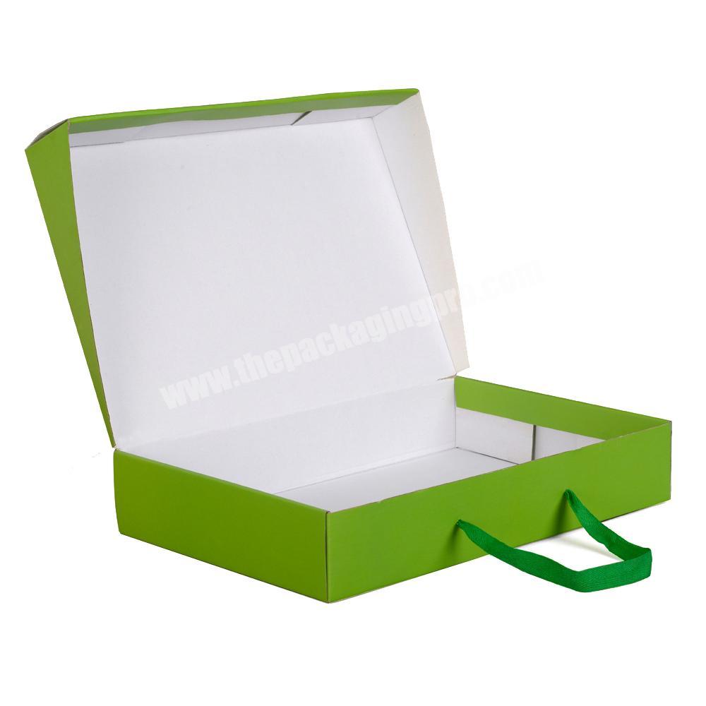 Wholesale Custom Logo paper green Luxury luxus clothing tshirt box t-shirt packaging gift boxes with handle