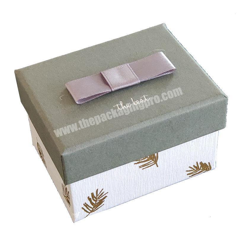 Wholesale Custom Luxury Gray And White Cardboard Paper Cover Lid Packaging Gift Box With Bow