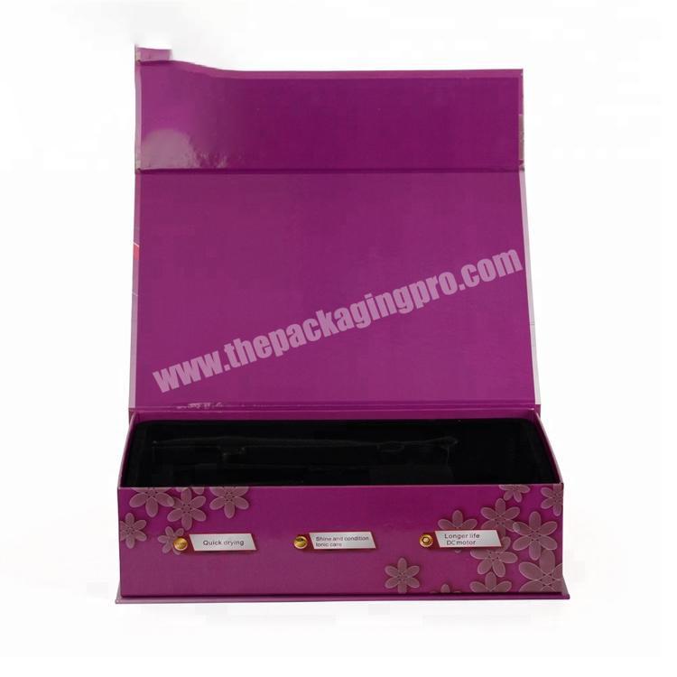 Wholesale Custom Magnetic Cardboard Book Clamshell purple Packaging Paper Gift Box