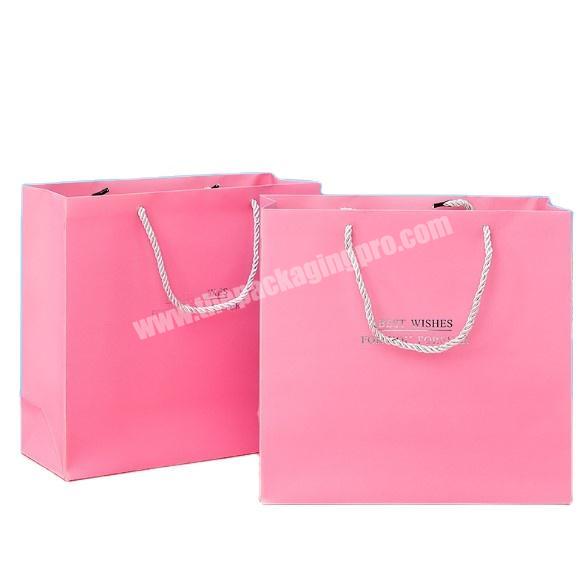 Wholesale Custom Printed Your Own Logo Packaging Pink Gift Cardboard Shopping Paper Bag With PP Handles