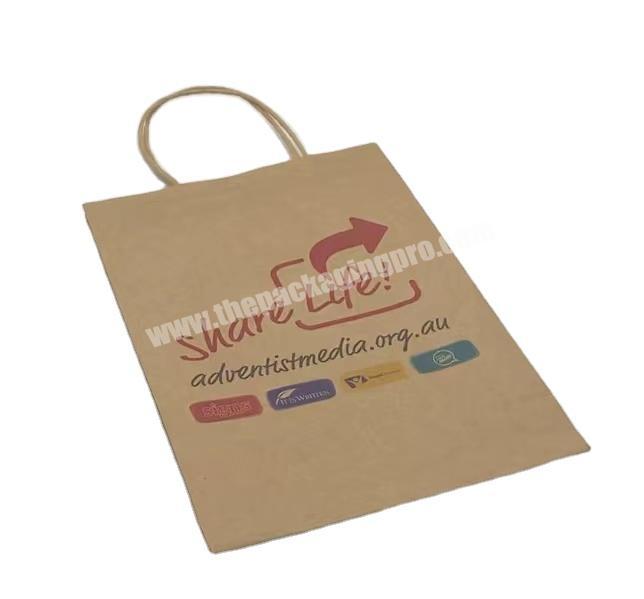 Wholesale Custom Size Cheap Shopping Carry Packaging Recycled Brown Kraft Paper Bags For Coffee Brand Food Grocery