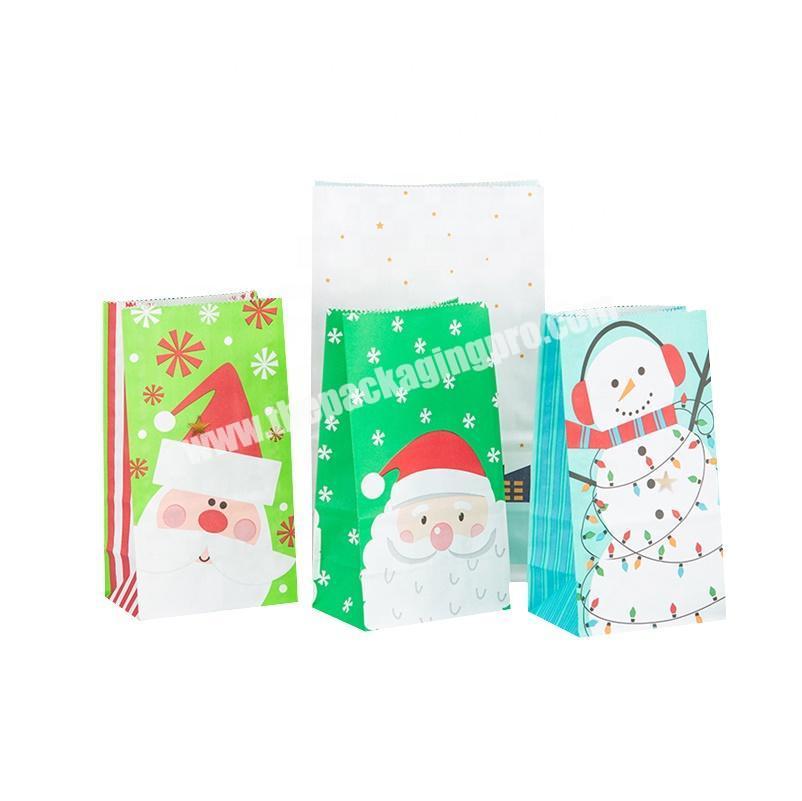 Wholesale Customized Christmas Holiday Kraft Gift Paper Bags Bulk with Christmas Print