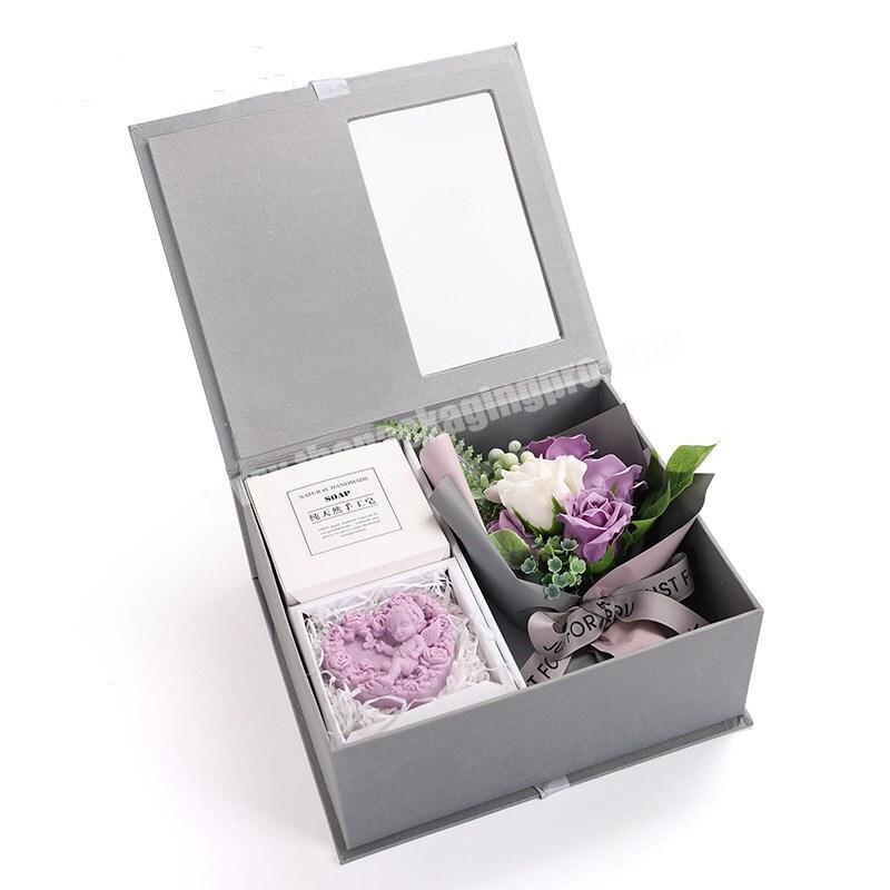 Wholesale Factory Soap Bath Flower Candle Set Packing Eternal Flower Paper Coated Box Packing