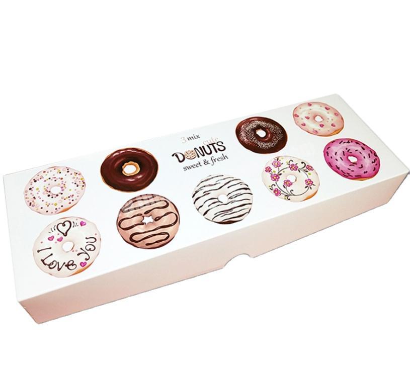 Wholesale Ivory Card Paper Packing Bakery Donut Box Customized CMYK Printing Food Donut Packaging Box