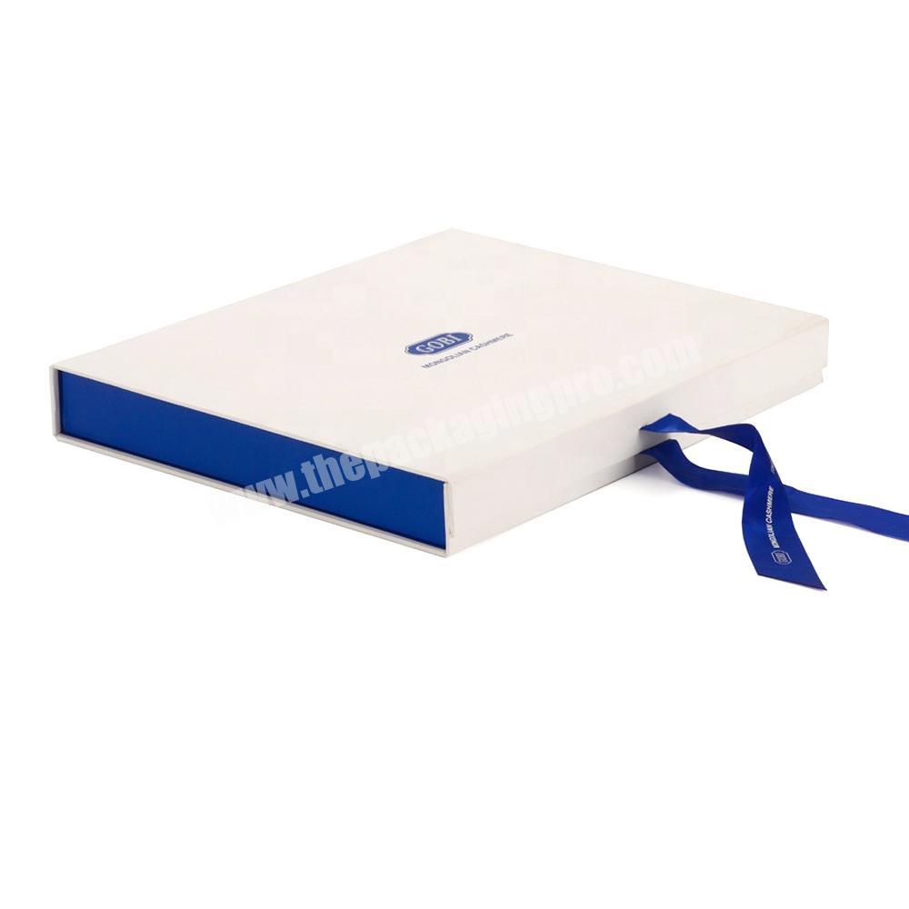 Wholesale Luxury Custom cardboard large Slim gift box White Baby Keepsake Box with ribbon
