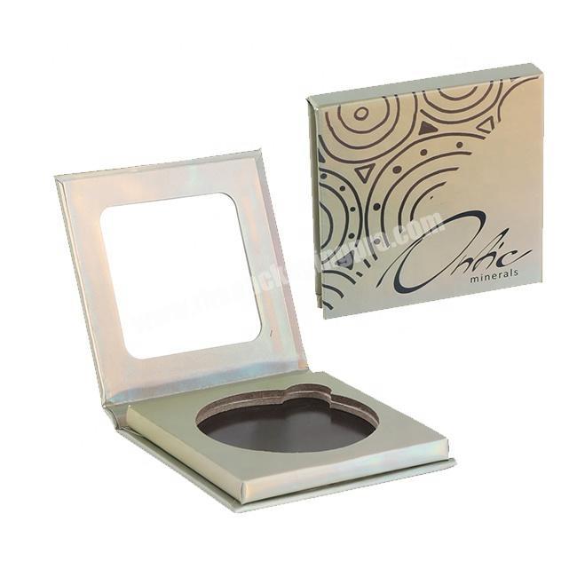 Wholesale Luxury Makeup Single Eyeshadow box with mirror Cosmetic Cardboard Empty Eyeshadow Palette Packaging