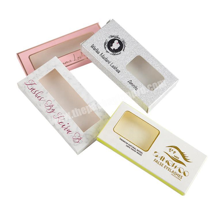 Wholesale OEM Custom logo empty Paper Eyelash Packaging Box with clear window for false eyelashes