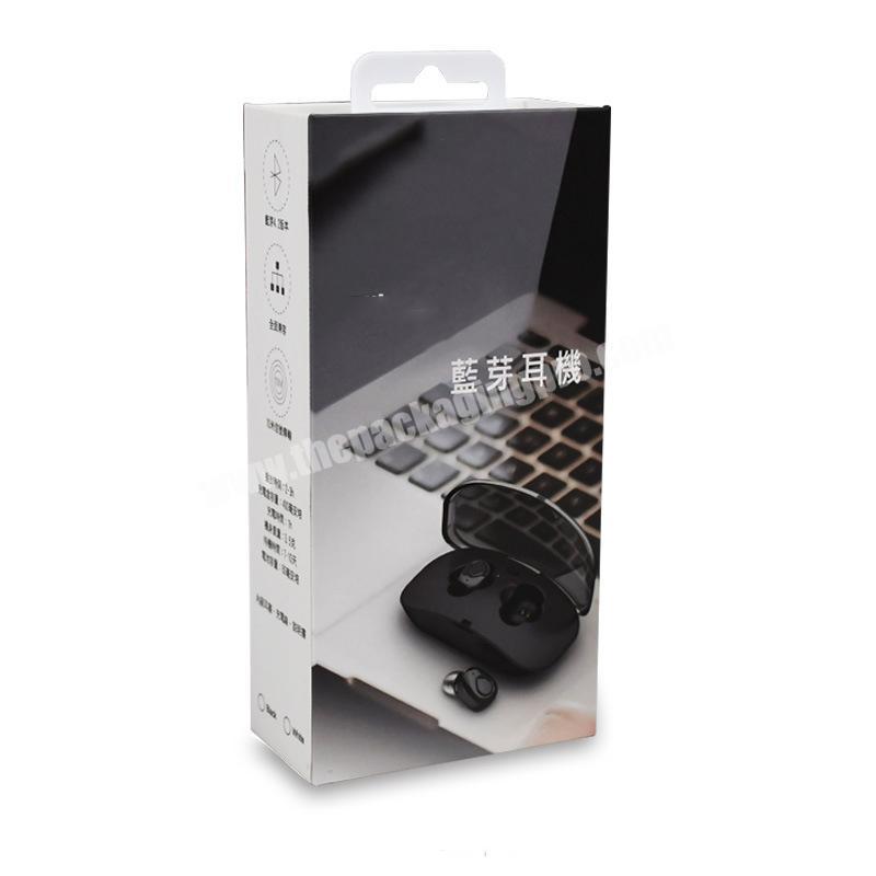 Wholesale PVC Sliding Enclosure Headphone Earphone Cardboard Packing Box with Drawer and Hanging Hook