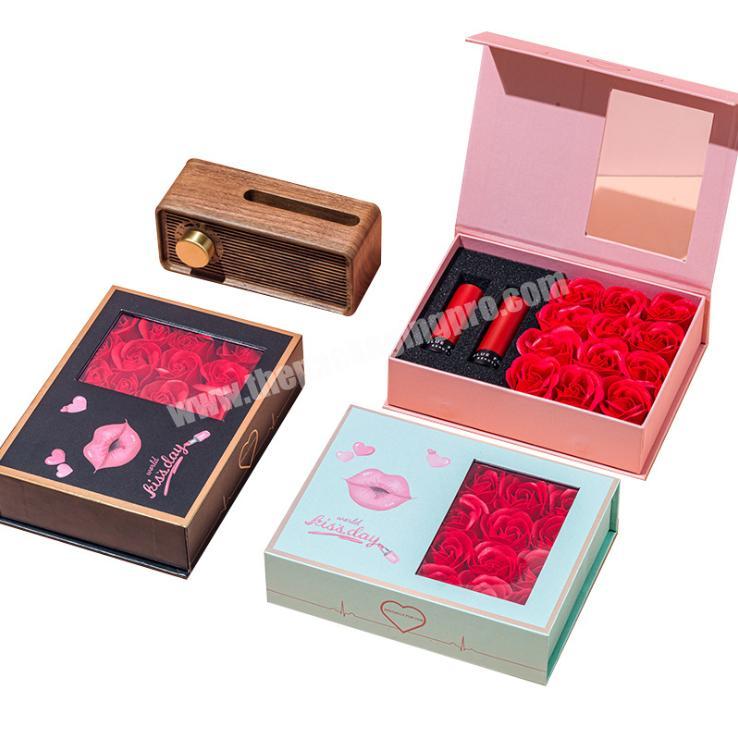 Wholesale Prices Kraft Paper Flower Lipstick Box Paper Mache Heart Packaging Boxes Beauty Packaging Makeup Packaging 30x22x12cm