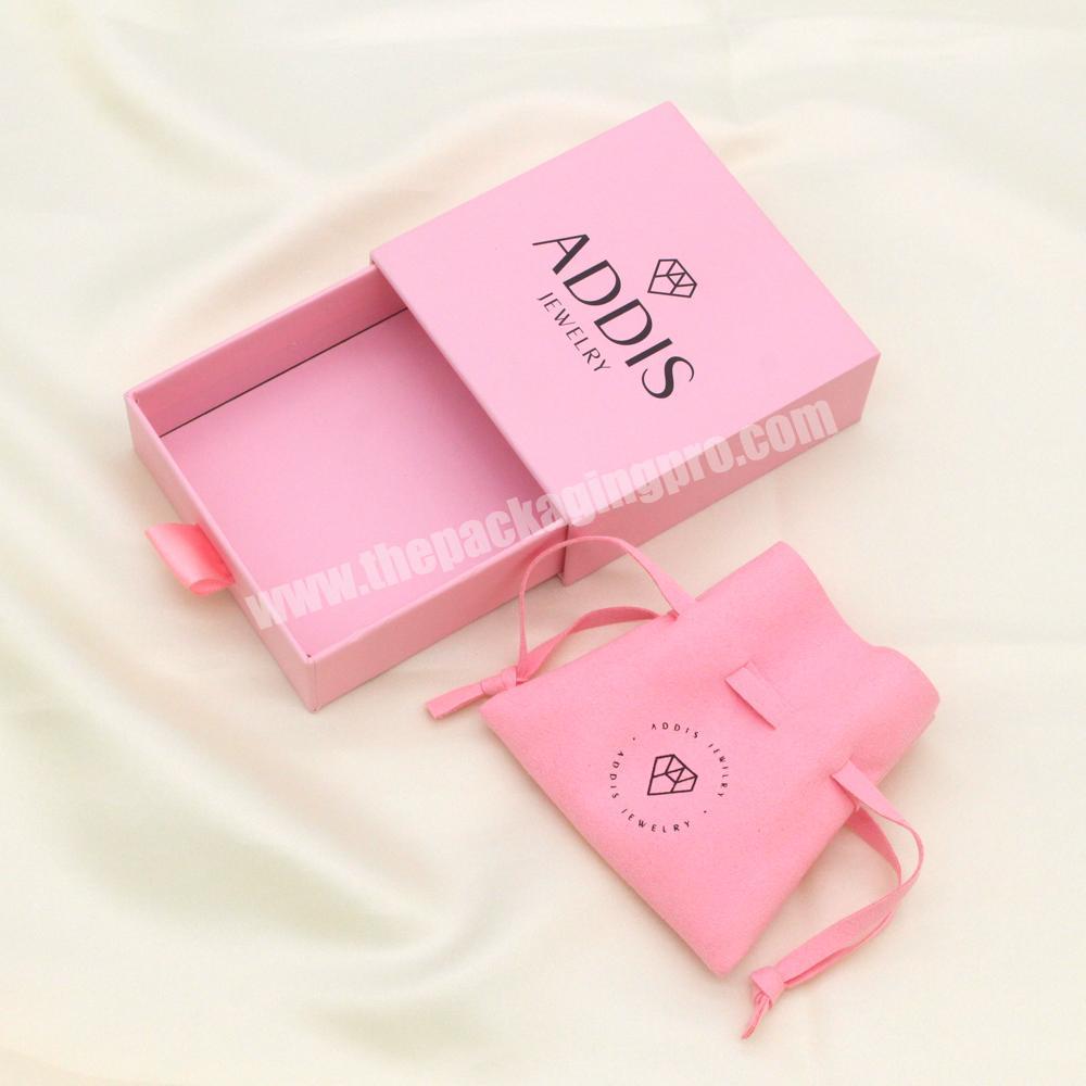 Wholesale 100pcs/lot Custom Pink Paper Jewelry Boxes With Logo
