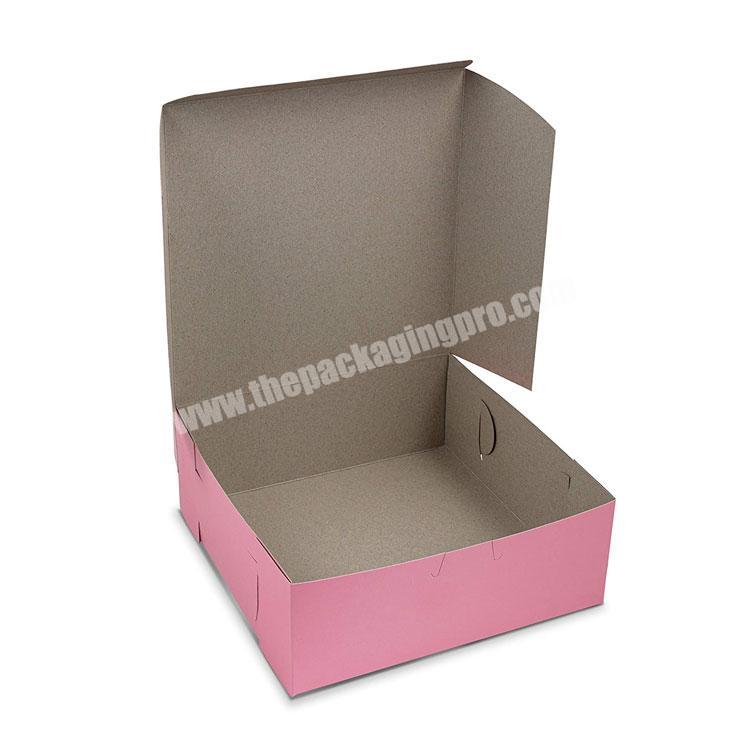 Wholesale Recycled Beautiful Lock Corner Pink Clay Coated Kraft Paperboard paper Bakery Box cosmetic