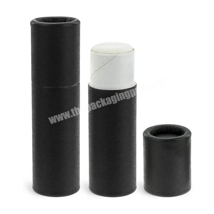 Wholesale biodegradable black cardboard cylinder push up paper deodorant lip balm tube packaging