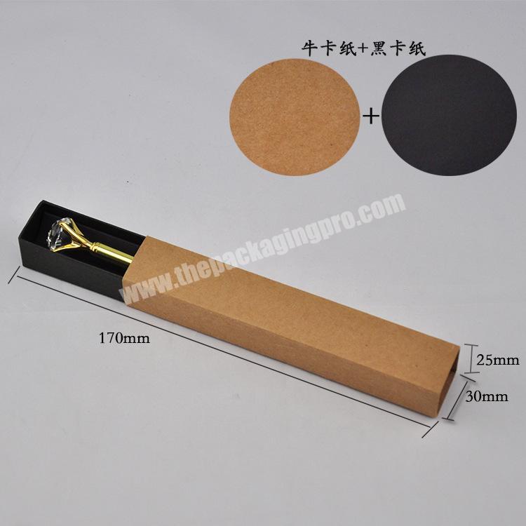 Wholesale brown and black paper cardboard Kraft Pen sleeve Sliding tube lipstick Drawer Paper Gift pencil packaging Box custom