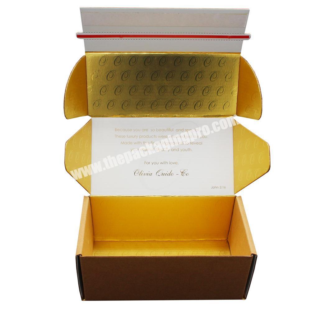 Wholesale corrugated luxury peel strip custom zipper box packaging adhesive tear strips shipping box