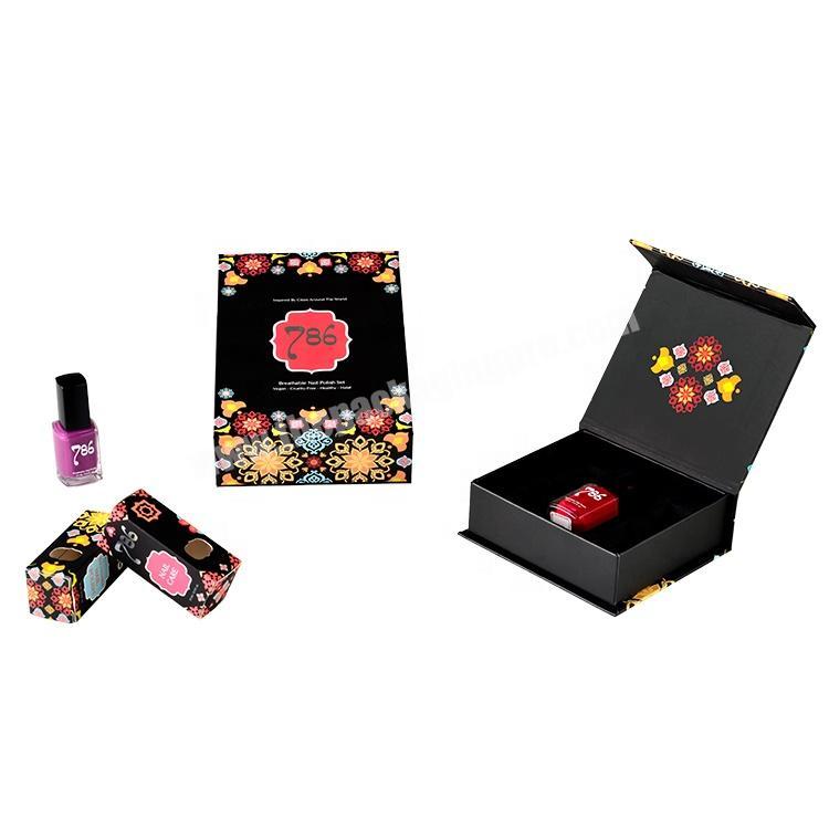 Wholesale custom logo printing luxury gift cardboard packaging cosmetic nail polish magnetic box for oil bottle