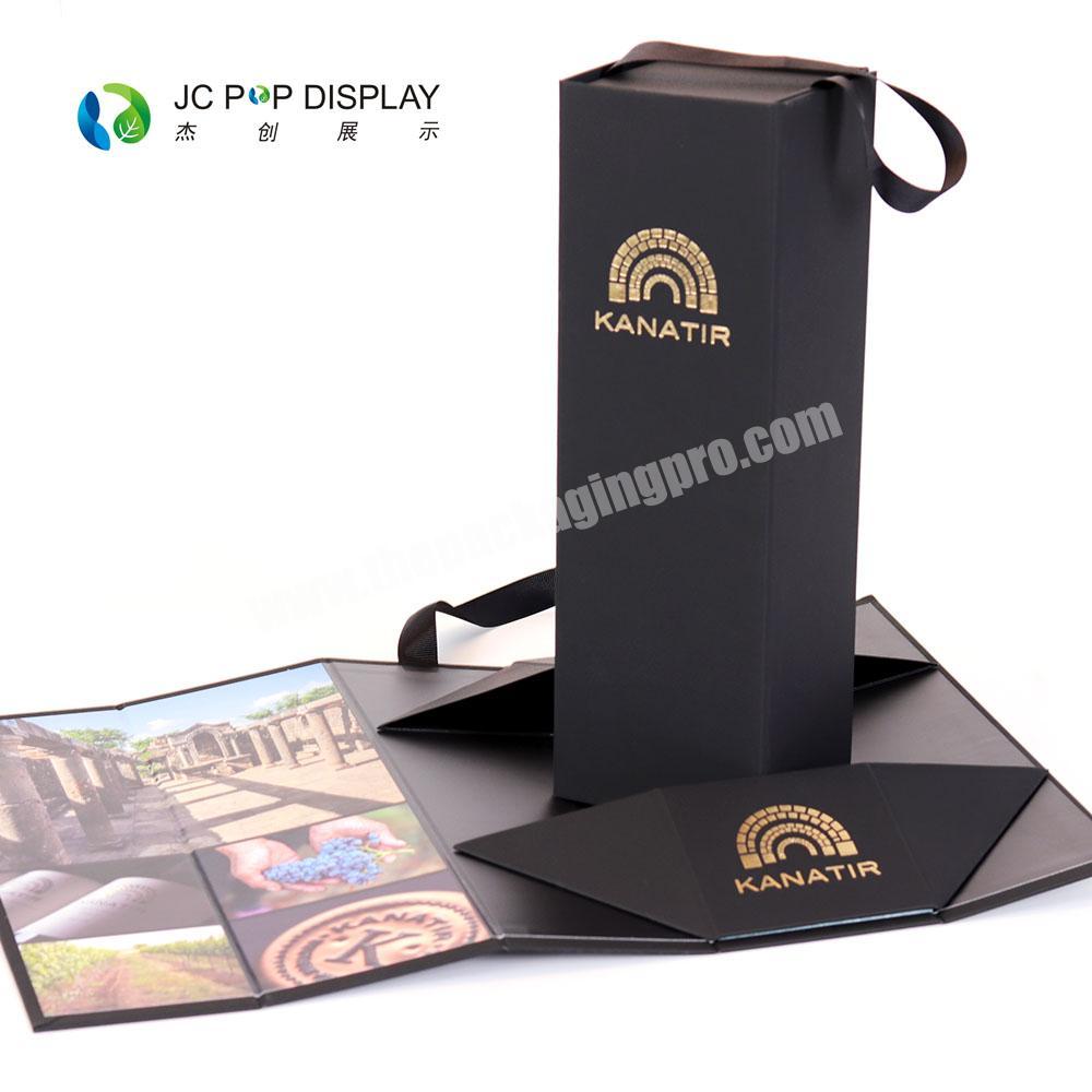 Wholesale custom luxury cardboard paper magnetic single wine bottle gift packaging box