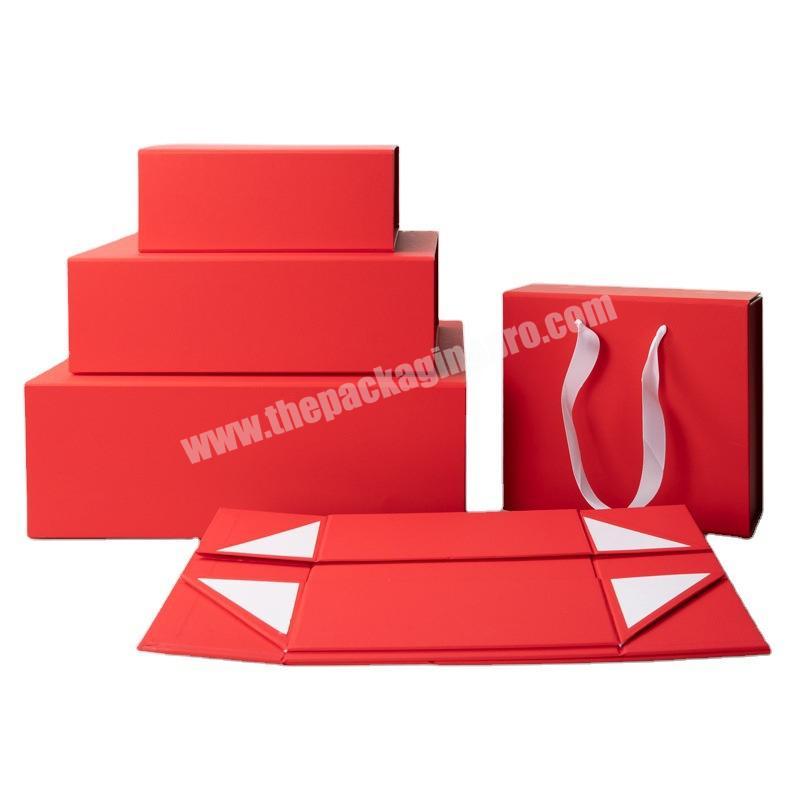 Wholesale custom  red large folding carton clamshell foldable paper box for packaging