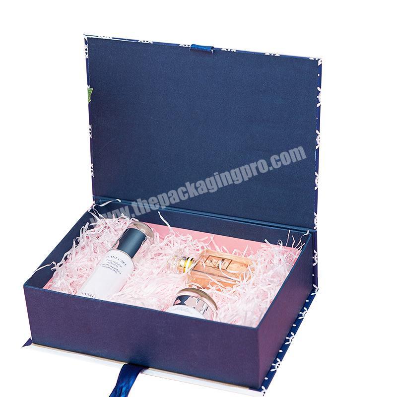 Wholesale custom underwear packing box packaging smooth surface magnetic book shape Boxes with silk ribbon