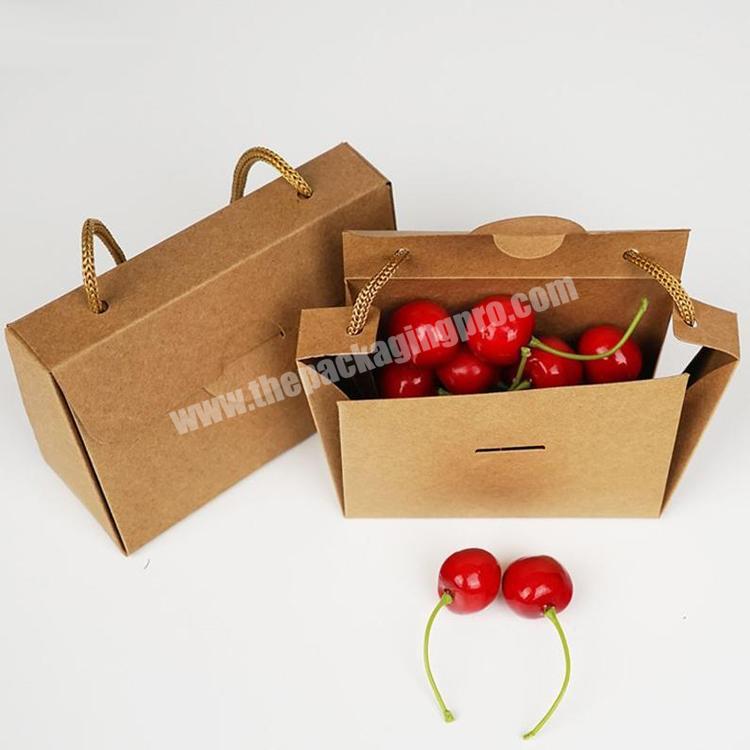 Wholesale eco-friendly brown Kraft paper material handled style paper package box