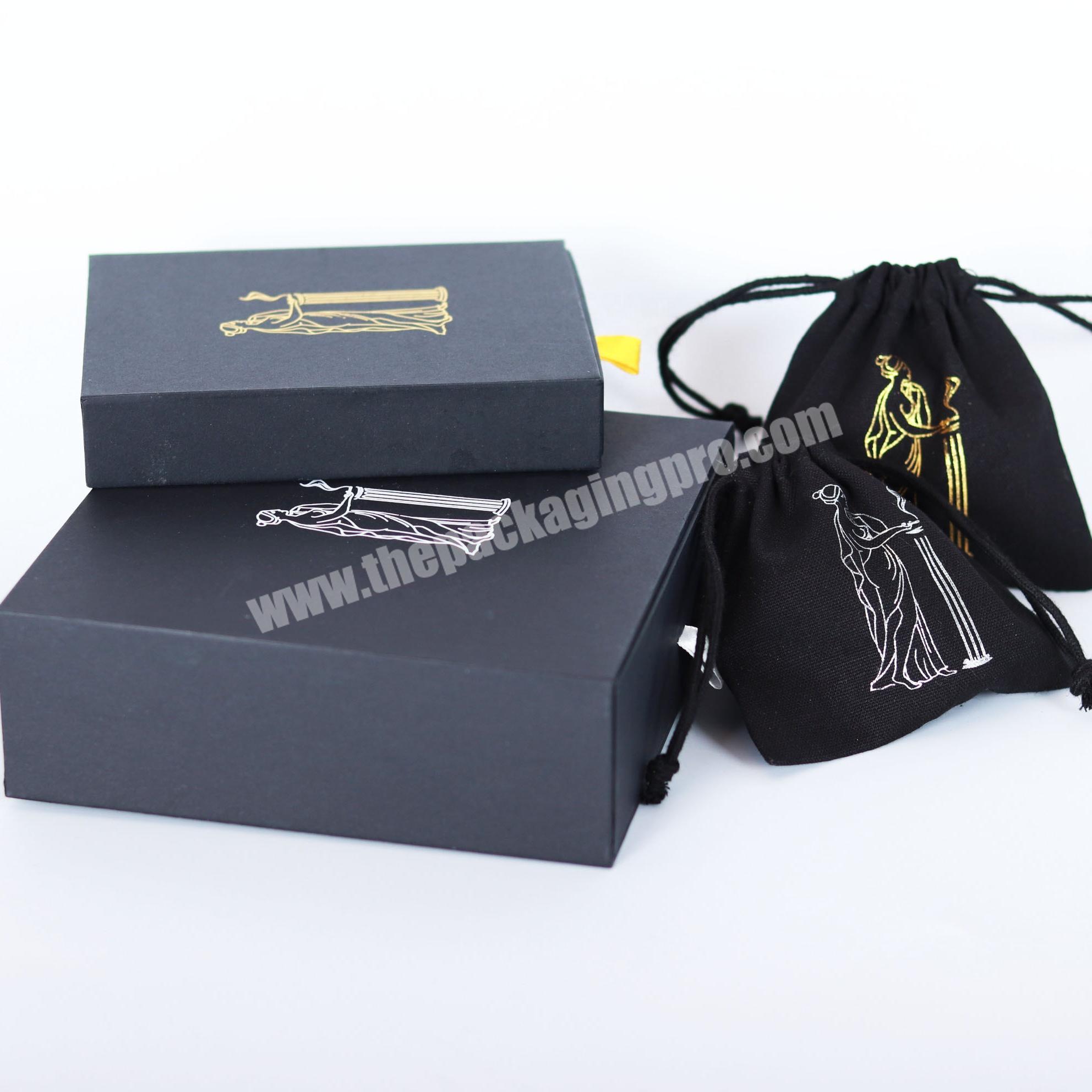 Wholesale eco luxury custom small rigid cardboard black bracelet earring necklace box jewelry gift box wedding ring box