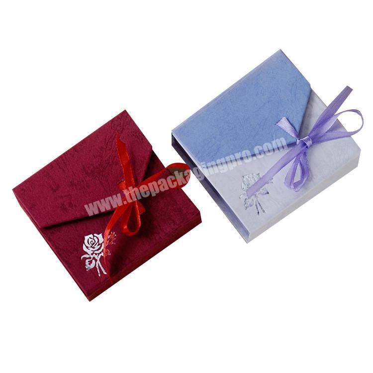 Wholesale oem jewelry storage box elegant high end handkerchief gift box ribbon bowknot mini jewelry packaging custom box