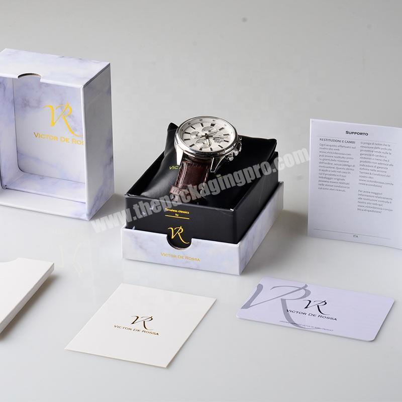 Wholesale popular marble printing design rigid cardboard box watch packaging box watch box for watch