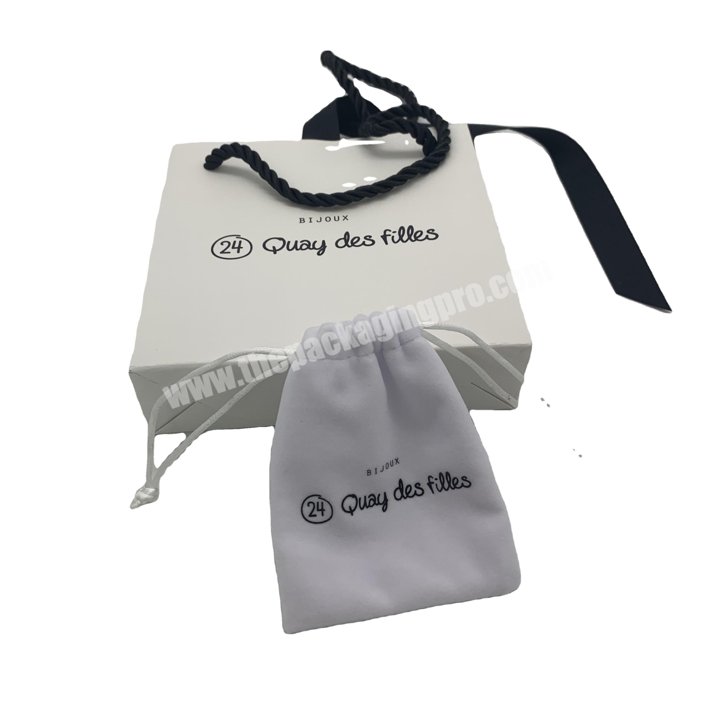 Wholesale small gift jewelry pouch paper bag velvet packaging with your own custom logo