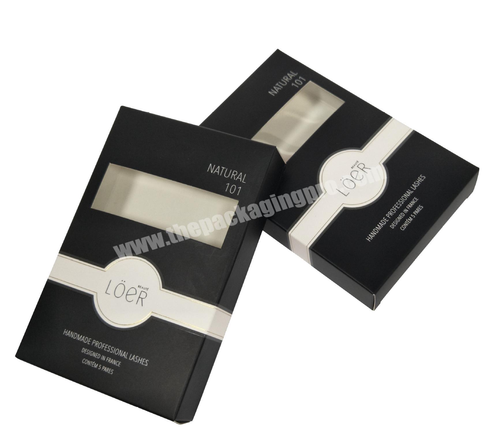 Wholesales Black Fake Eyelash Packaging False Nail Display Paper Box With Window