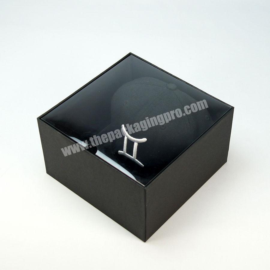 Window Paper Cardboard Hat Box Lid and Bottom Boxes Transparent Hat Packaging Shoes and Clothing Packaging Recyclable