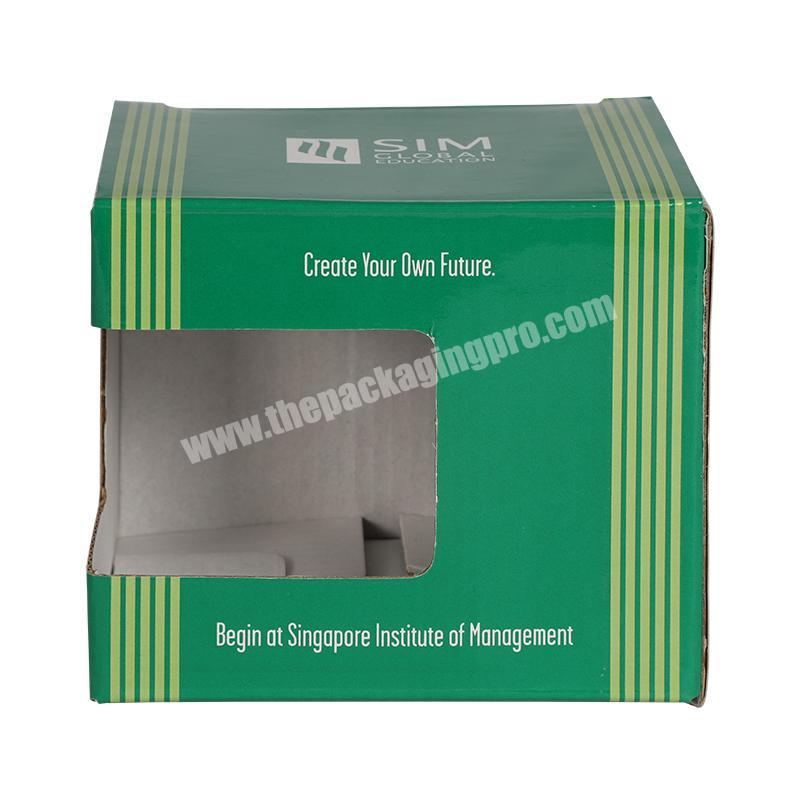 Yongjin China Custom Color Small Square Paper Corrugated Board Printing Mug Packaging Box With Window