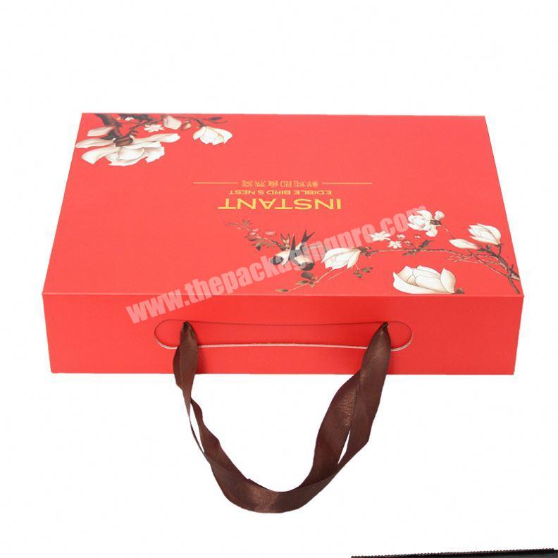 Yongjin Color Printing Red Packaging Craft Paper Gift Bird Nesting Box With Handle