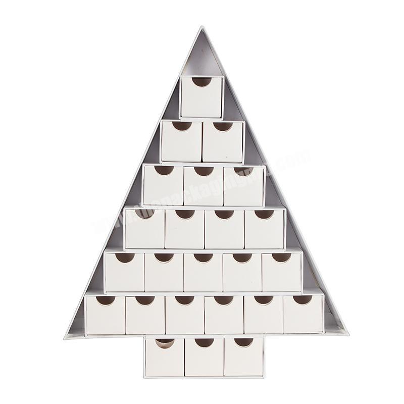 Yongjin Custom 25 Days Packaging Advent Calender Christmas Tree Cardboard Paper Box
