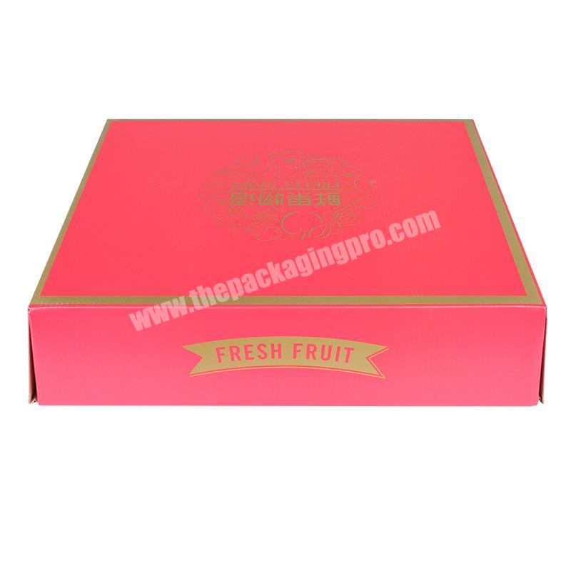 Yongjin Wholesale Retail Packaging Logo Printed Fresh Fruit Corrugated Board Packaging Red Cuboid Paper Box